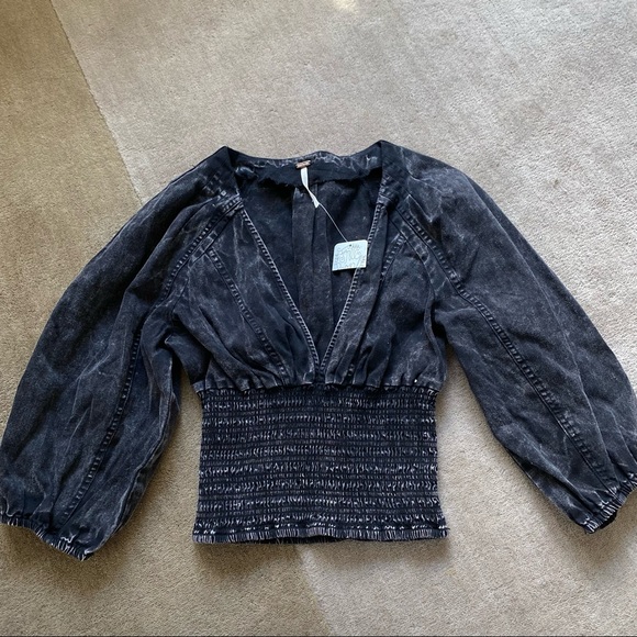 Free People Pamela Denim Blouse - Picture 2 of 4